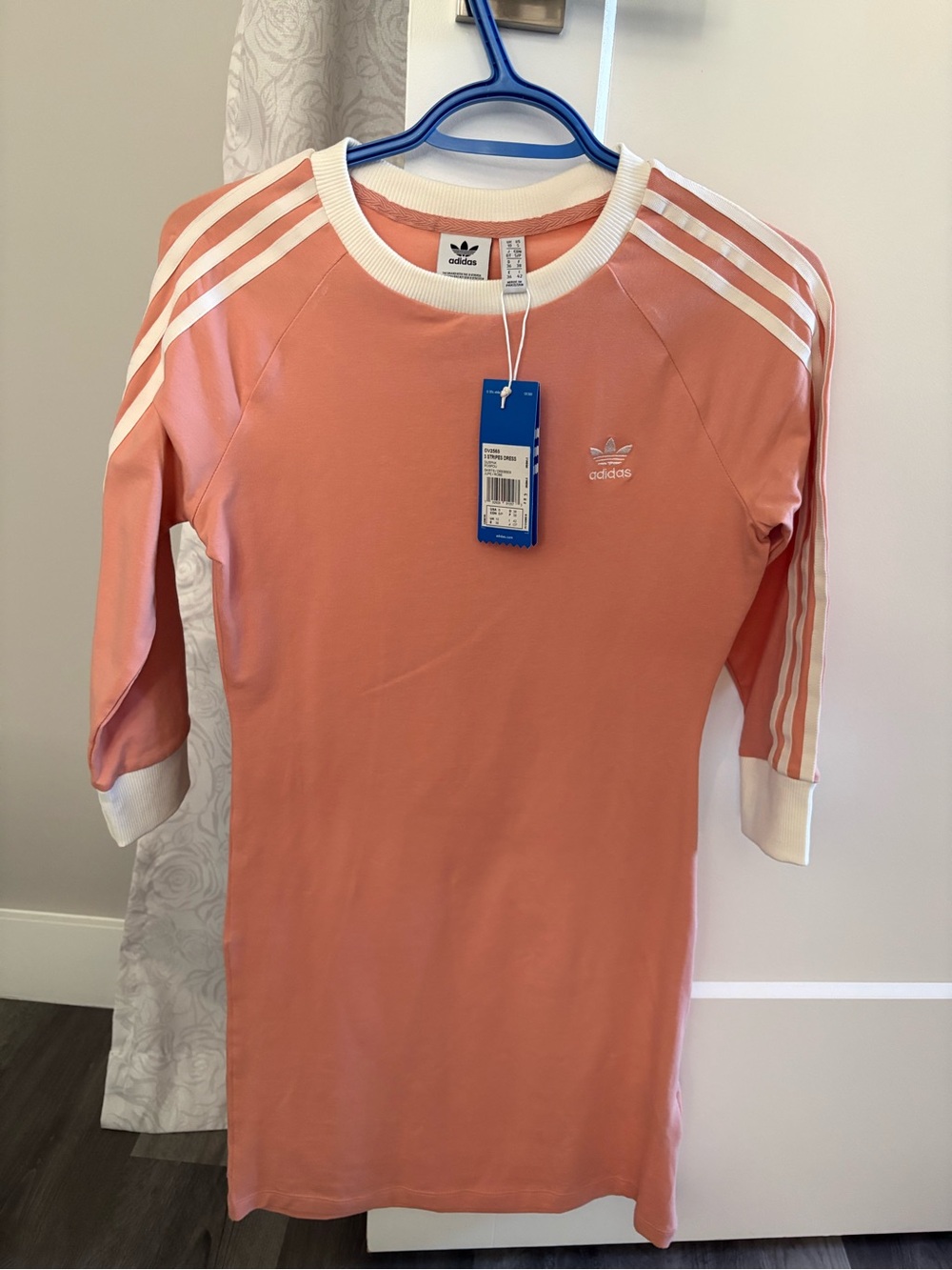 adidas Pink Long-Sleeve Three-Stripe Crew Top
